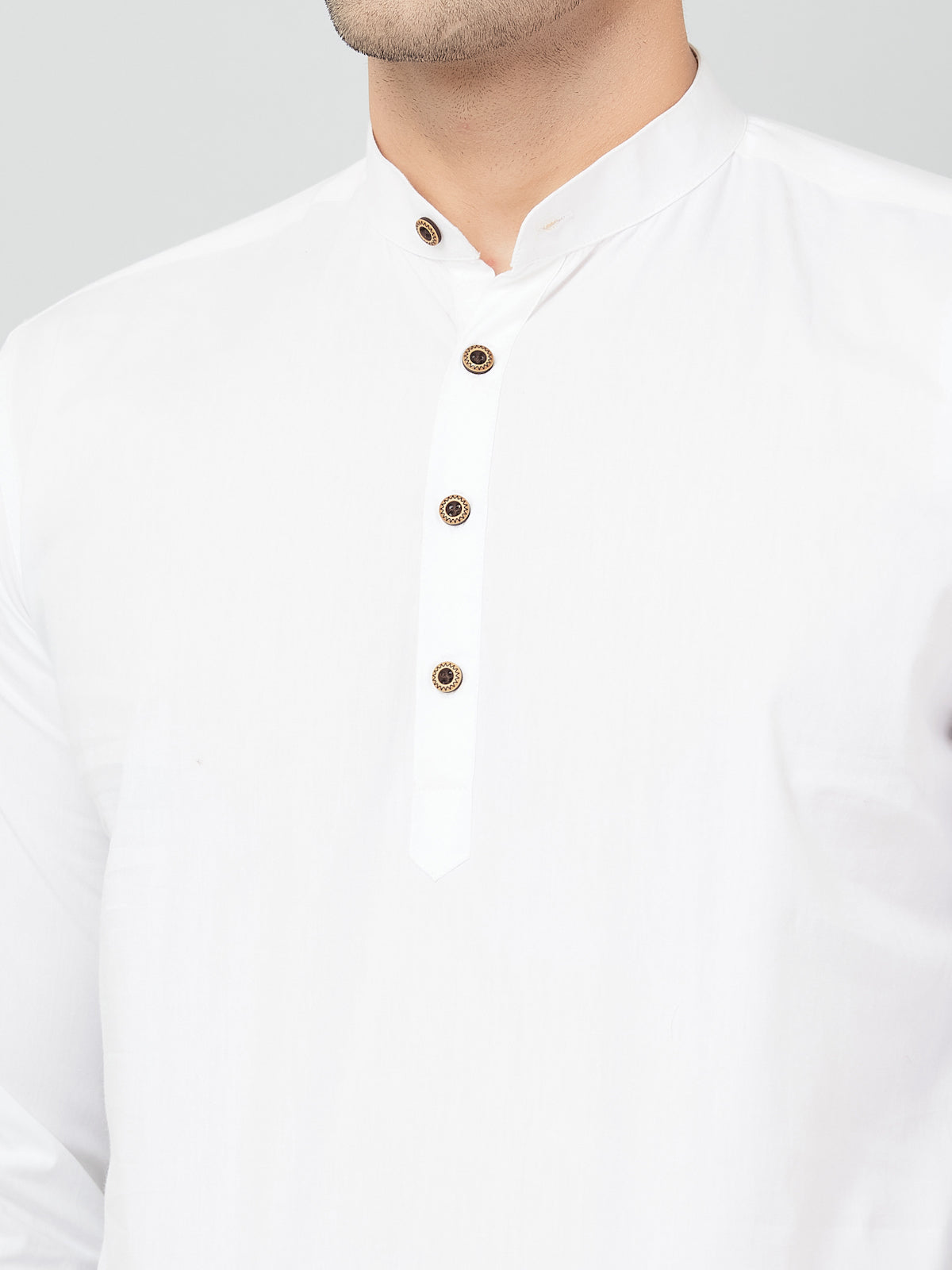 Louis Monarch Men Solid White Pure Cotton Straight Short Kurta